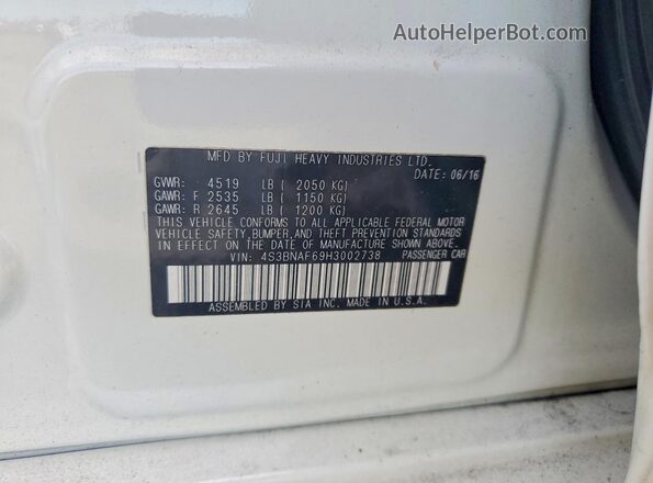 4S3BNAF69H3002738 2017 SUBARU LEGACY White Engine compartment view