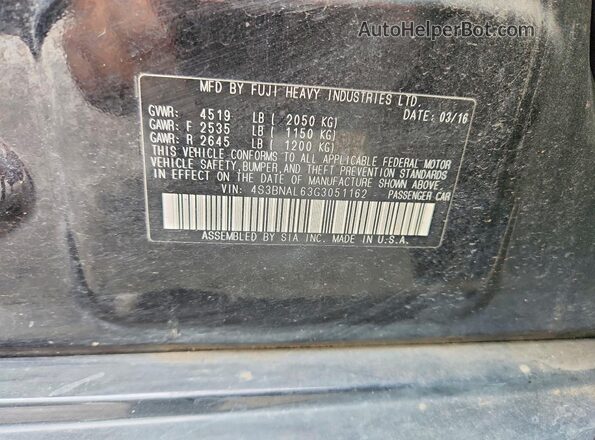 4S3BNAL63G3051162 2016 SUBARU LEGACY Black Engine compartment view