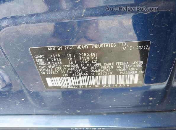 4S3BNAN61H3057279 2017 SUBARU LEGACY Brown Շարժիչի բաժամունքի տեսք