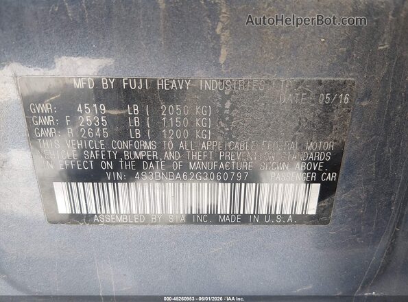 4S3BNBA62G3060797 2016 SUBARU LEGACY Blue Вид підкапотного простору