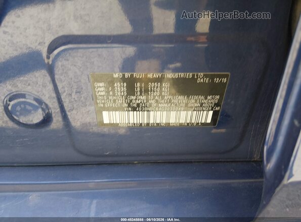 4S3BNBC64G3030049 2016 SUBARU LEGACY Blue ძრავის განყოფილების ხედი