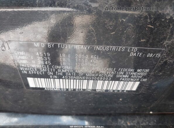 4S3BNBN60G3009003 2016 SUBARU LEGACY Black 