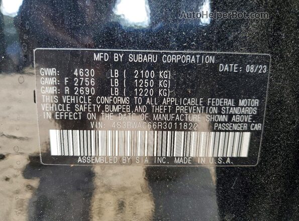 4S3BWAC66R3011822 2024 SUBARU LEGACY Black Вид підкапотного простору