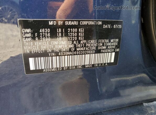 4S3BWAD69S3029669 2025 SUBARU LEGACY Синий Вид подкапотного пространства