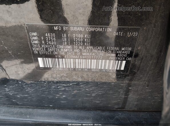 4S3BWAF69R3017772 2024 SUBARU LEGACY Black Widok komory silnika
