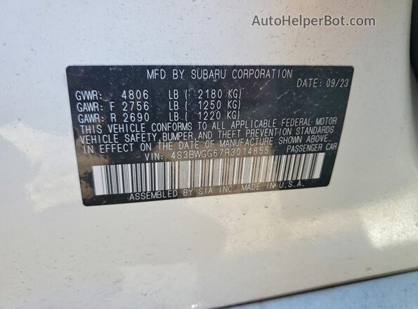 4S3BWGG67R3014855 2024 SUBARU LEGACY White Vista del compartimento del motor