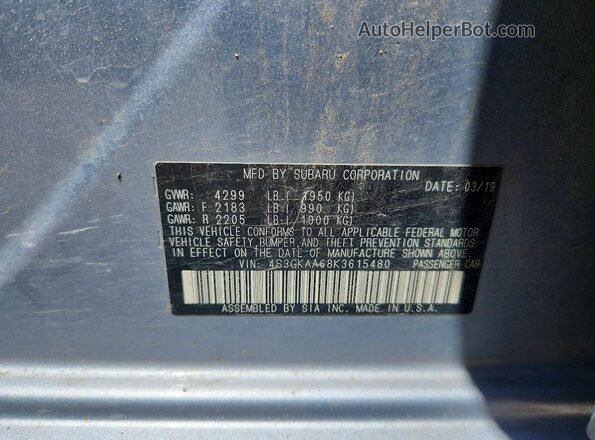 4S3GKAA68K3615480 2019 SUBARU IMPREZA Silver Շարժիչի բաժամունքի տեսք