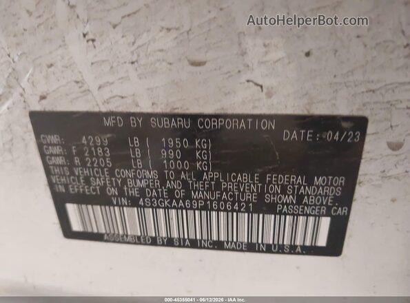 4S3GKAA69P1606421 2023 SUBARU IMPREZA White Vista del compartimento del motor