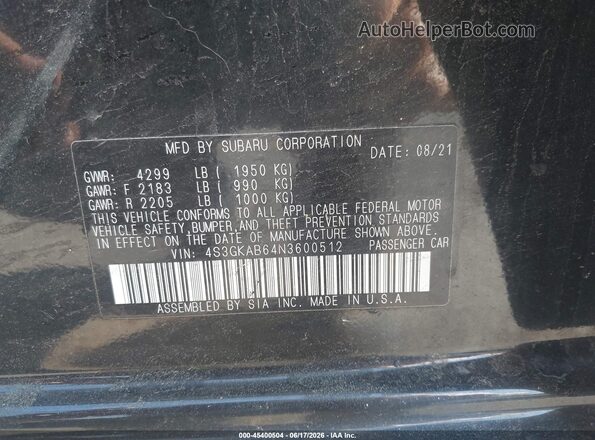 4S3GKAB64N3600512 2022 SUBARU IMPREZA Black Vista del compartimento del motor