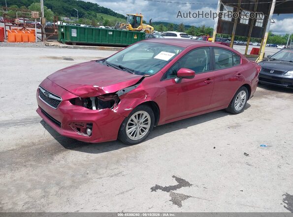 4S3GKAD61J3617257 2018 SUBARU IMPREZA Red წინა მარცხენა ხედი სამი მეოთხედიდან
