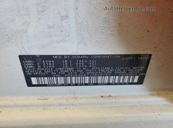 4S3GKAD67J3604707 2018 SUBARU IMPREZA White 