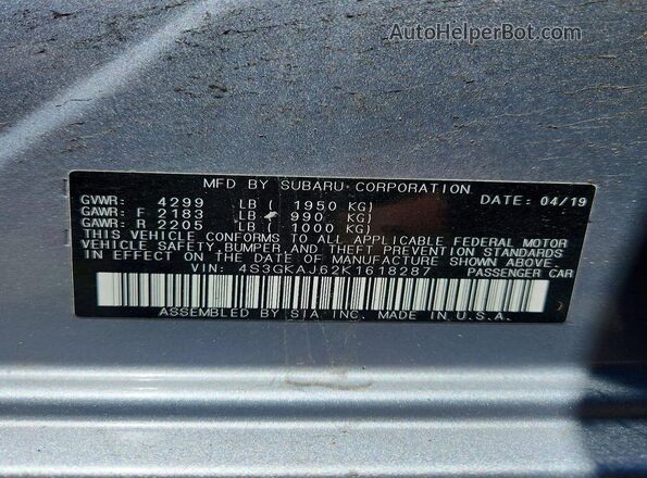 4S3GKAJ62K1618287 2019 SUBARU IMPREZA Silver Widok komory silnika
