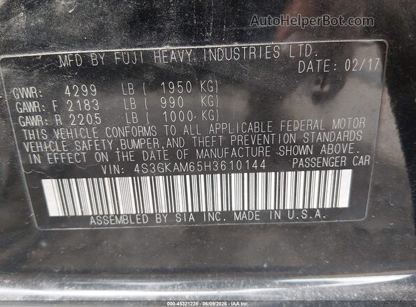 4S3GKAM65H3610144 2017 SUBARU IMPREZA Black 