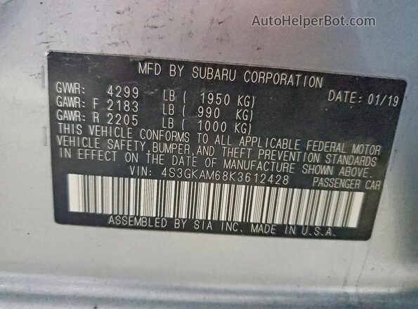 4S3GKAM68K3612428 2019 SUBARU IMPREZA Blue Widok komory silnika