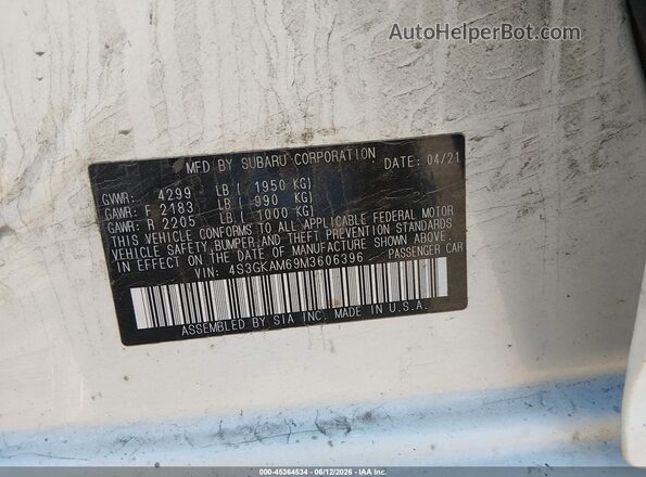 4S3GKAM69M3606396 2021 SUBARU IMPREZA White Widok komory silnika
