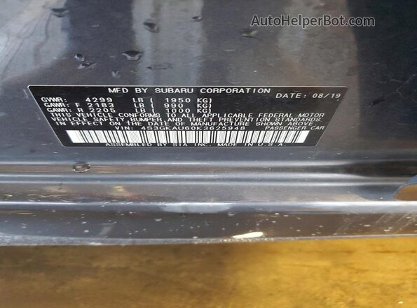 4S3GKAU60K3625948 2019 SUBARU IMPREZA Серый Вид подкапотного пространства