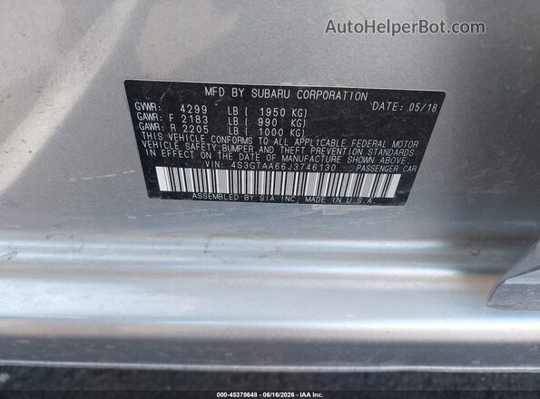 4S3GTAA66J3746130 2018 SUBARU IMPREZA Серебряный Вид подкапотного пространства