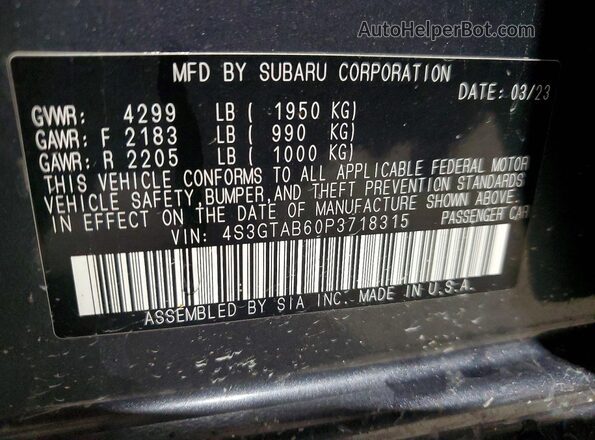 4S3GTAB60P3718315 2023 SUBARU IMPREZA Серый Вид подкапотного пространства