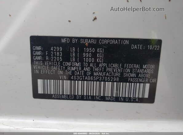 4S3GTAB65P3705298 2023 SUBARU IMPREZA Белый Вид подкапотного пространства