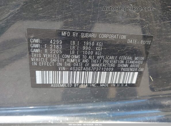 4S3GTAB67P3712009 2023 SUBARU IMPREZA Gray Widok komory silnika