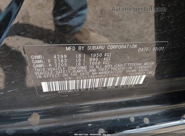 4S3GTAB6XP3713462 2023 SUBARU IMPREZA Black Widok komory silnika