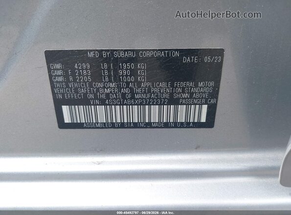 4S3GTAB6XP3722372 2023 SUBARU IMPREZA Серебряный Вид подкапотного пространства