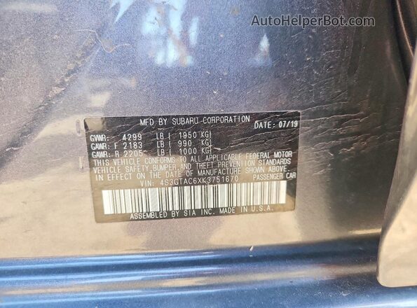 4S3GTAC6XK3751670 2019 SUBARU IMPREZA Gray Widok komory silnika