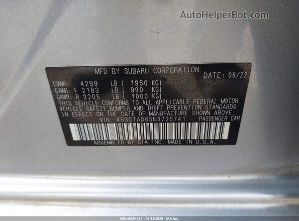 4S3GTAD65N3725741 2022 SUBARU IMPREZA Silver Вид підкапотного простору