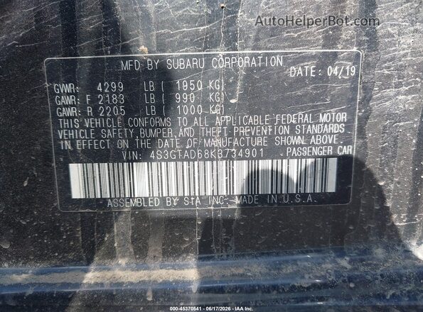 4S3GTAD68K3734901 2019 SUBARU IMPREZA Black Вид підкапотного простору