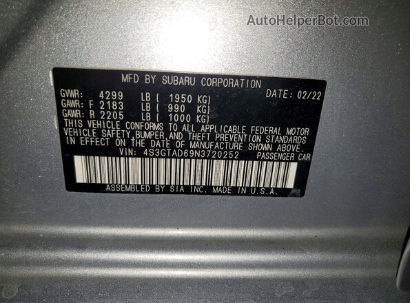 4S3GTAD69N3720252 2022 SUBARU IMPREZA Silver 
