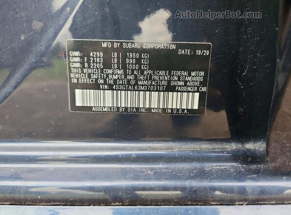 4S3GTAL63M3703107 2021 SUBARU IMPREZA Blue Widok komory silnika