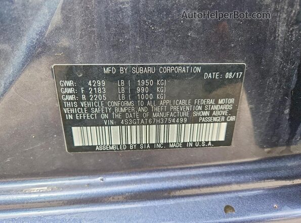 4S3GTAT67H3754499 2017 SUBARU IMPREZA Gray 