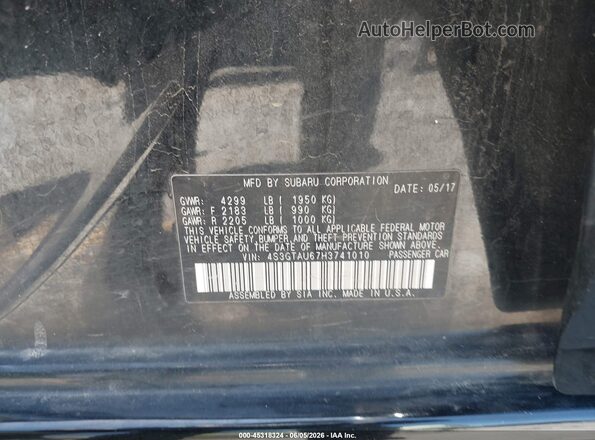 4S3GTAU67H3741010 2017 SUBARU IMPREZA Black Widok komory silnika
