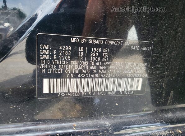 4S3GTAU69H3743423 2017 SUBARU IMPREZA Black 