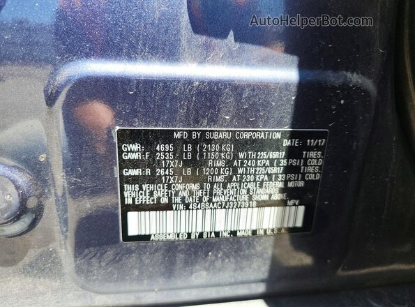 4S4BSAAC7J3273918 2018 SUBARU OUTBACK Blue Вид підкапотного простору