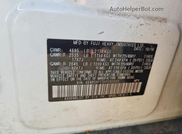 4S4BSAFC5H3293880 2017 SUBARU OUTBACK Белый 