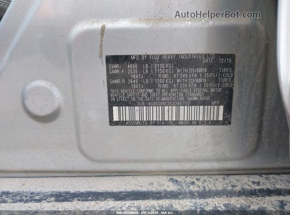 4S4BSANC2G3266152 2016 SUBARU OUTBACK Silver 
