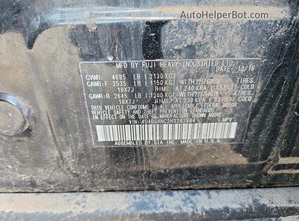 4S4BSANC2H3283664 2017 SUBARU OUTBACK Black 
