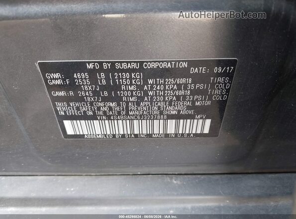 4S4BSANC6J3237888 2018 SUBARU IMPREZA Gray Вид підкапотного простору
