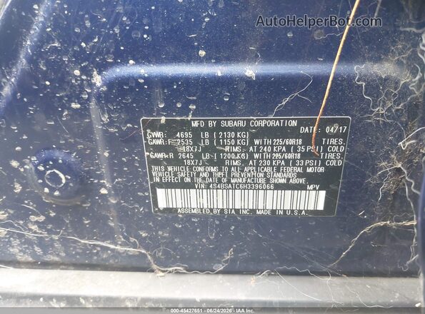 4S4BSATC6H3396066 2017 SUBARU OUTBACK Blue Widok komory silnika
