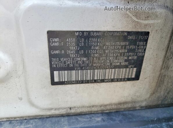 4S4BSENC9J3274277 2018 SUBARU OUTBACK White 