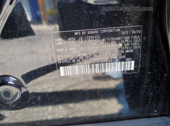 4S4BTACC0L3248775 2020 SUBARU OUTBACK Black 