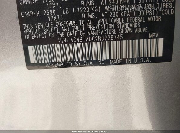 4S4BTADC2R3228745 2024 SUBARU OUTBACK Gray Вид підкапотного простору