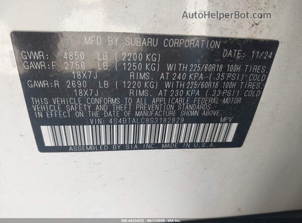 4S4BTALC8S3182829 2025 SUBARU OUTBACK White 