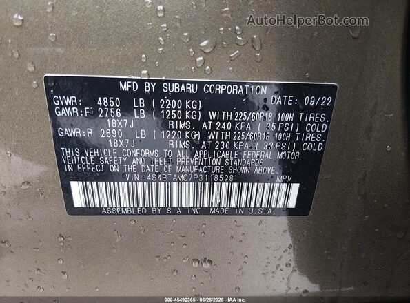 4S4BTAMC7P3118528 2023 SUBARU OUTBACK Green Engine compartment view