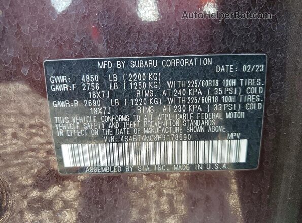 4S4BTAMC8P3178690 2023 SUBARU OUTBACK Brown Engine compartment view