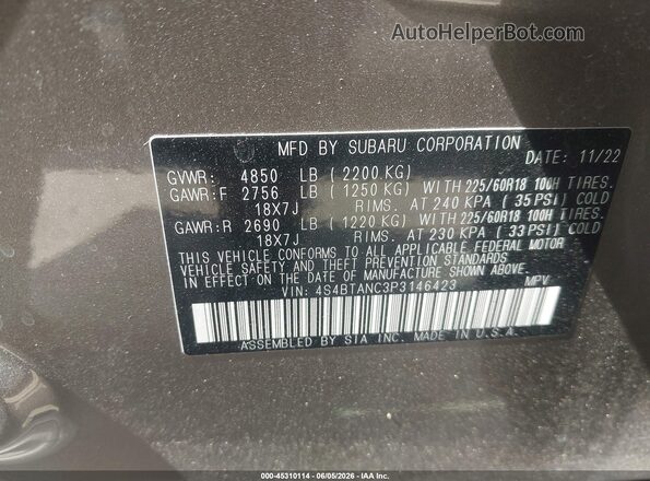 4S4BTANC3P3146423 2023 SUBARU OUTBACK Brown 