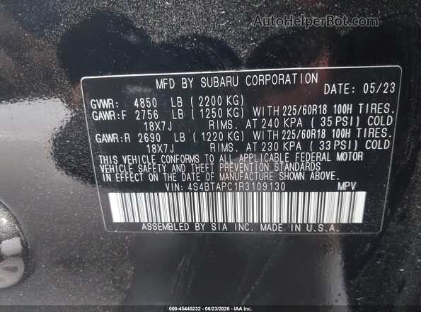 4S4BTAPC1R3109130 2024 SUBARU OUTBACK Black Вид підкапотного простору