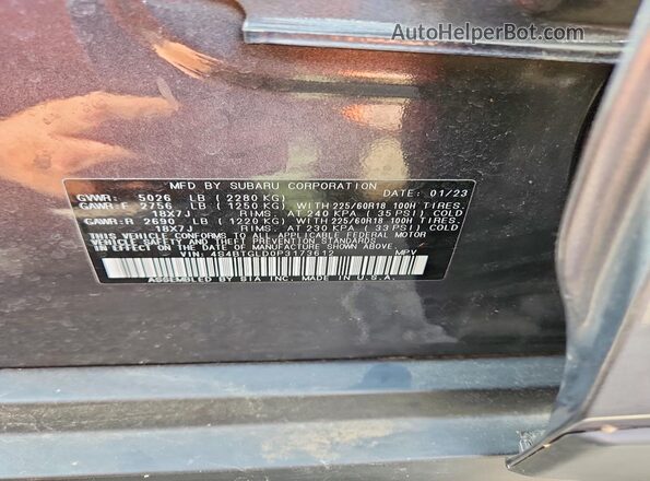 4S4BTGLD0P3173612 2023 SUBARU OUTBACK Charcoal 