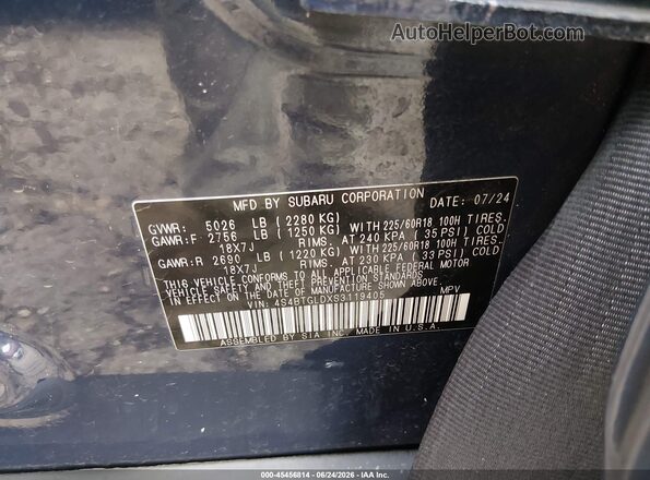 4S4BTGLDXS3119405 2025 SUBARU OUTBACK Blue Շարժիչի բաժամունքի տեսք